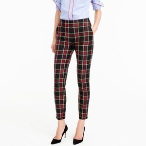 J. Crew Plaid Ankle Pants - Black, Red, Green